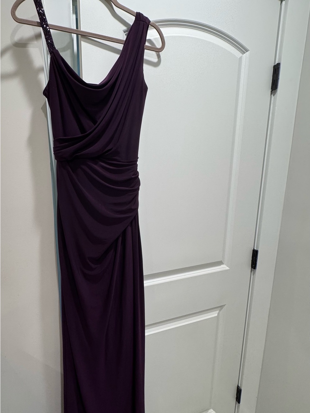 Elegant One-Shoulder Plum Evening Dress
